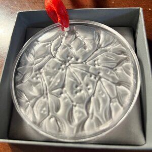 LALIQUE Clear Crystal Mistletoe Ornament - 1988